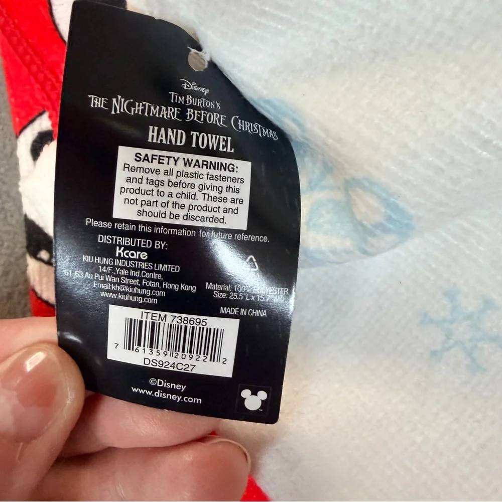 Disney Nightmare Before Christmas Set of 2 Hand Towels/ Kitchen/Bath- NWT